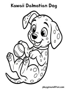 Coloring pages: Kawaii Dalmatian Dog pdf