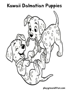 Coloring pages: Kawaii Dalmatian Puppies pdf