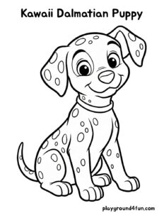 Coloring pages: Kawaii Dalmatian Puppy pdf
