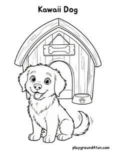 Coloring pages: Kawaii Dog pdf