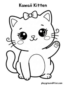 Coloring pages: Kawaii Kitten pdf
