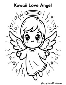 Coloring pages: Kawaii Love Angel pdf