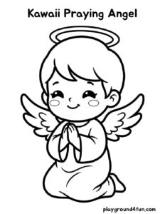 Coloring pages: Kawaii Praying Angel pdf