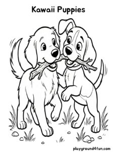 Coloring pages: Kawaii Puppies pdf