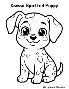 Coloring pages: Kawaii Spotted Puppy pdf