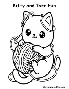 Coloring pages: Kitty and Yarn Fun pdf