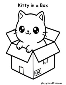Coloring pages: Kitty in a Box pdf