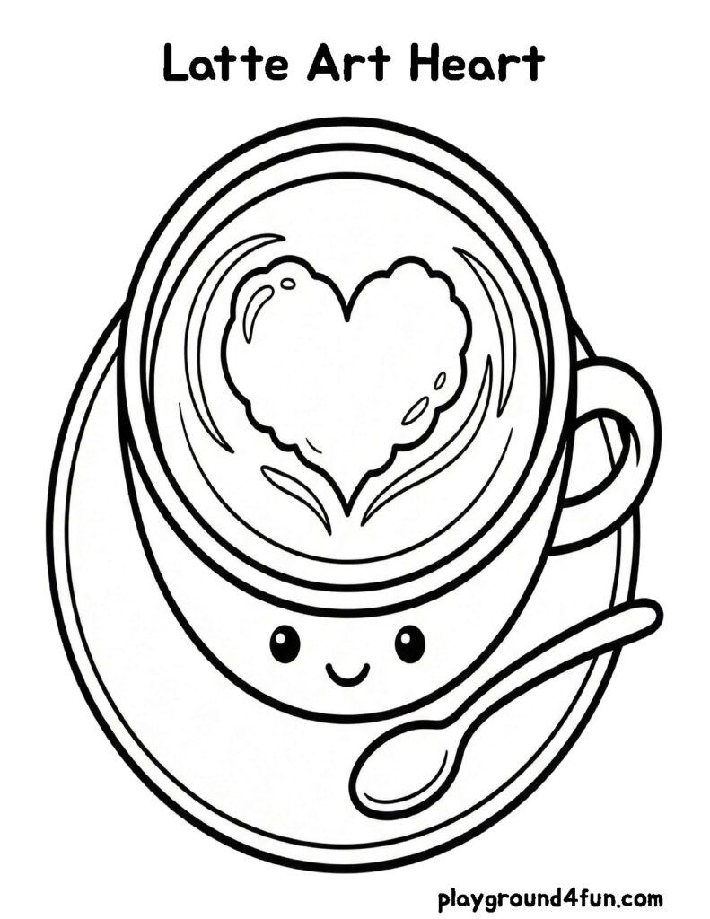 Valentine’s Day Coloring Pages like Latte Art Heart