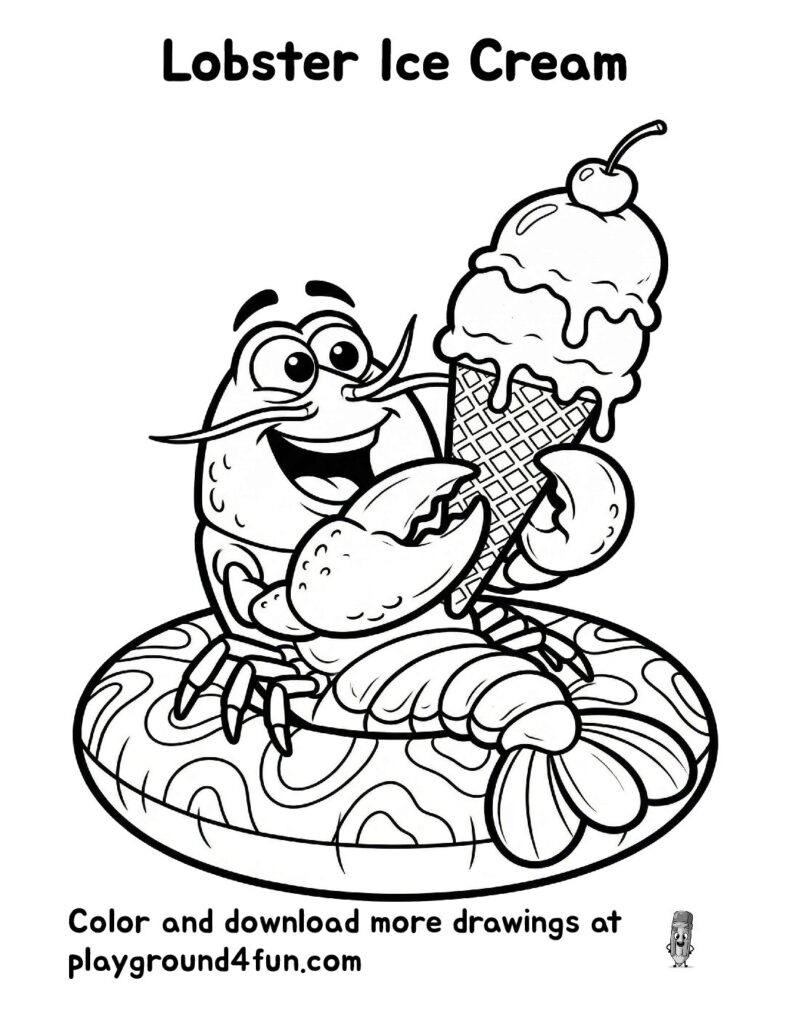 Lobster Ice Cream Coloring Pages