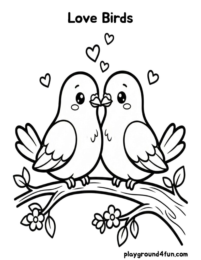 Valentine’s Day Coloring Pages - Love Birds