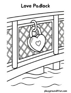 Coloring pages: Love Padlock pdf