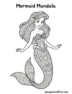 Coloring pages: Mermaid Mandala pdf