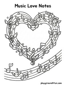 Coloring pages: Music Love Notes pdf