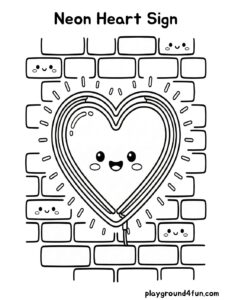 Coloring pages: Neon Heart Sign pdf