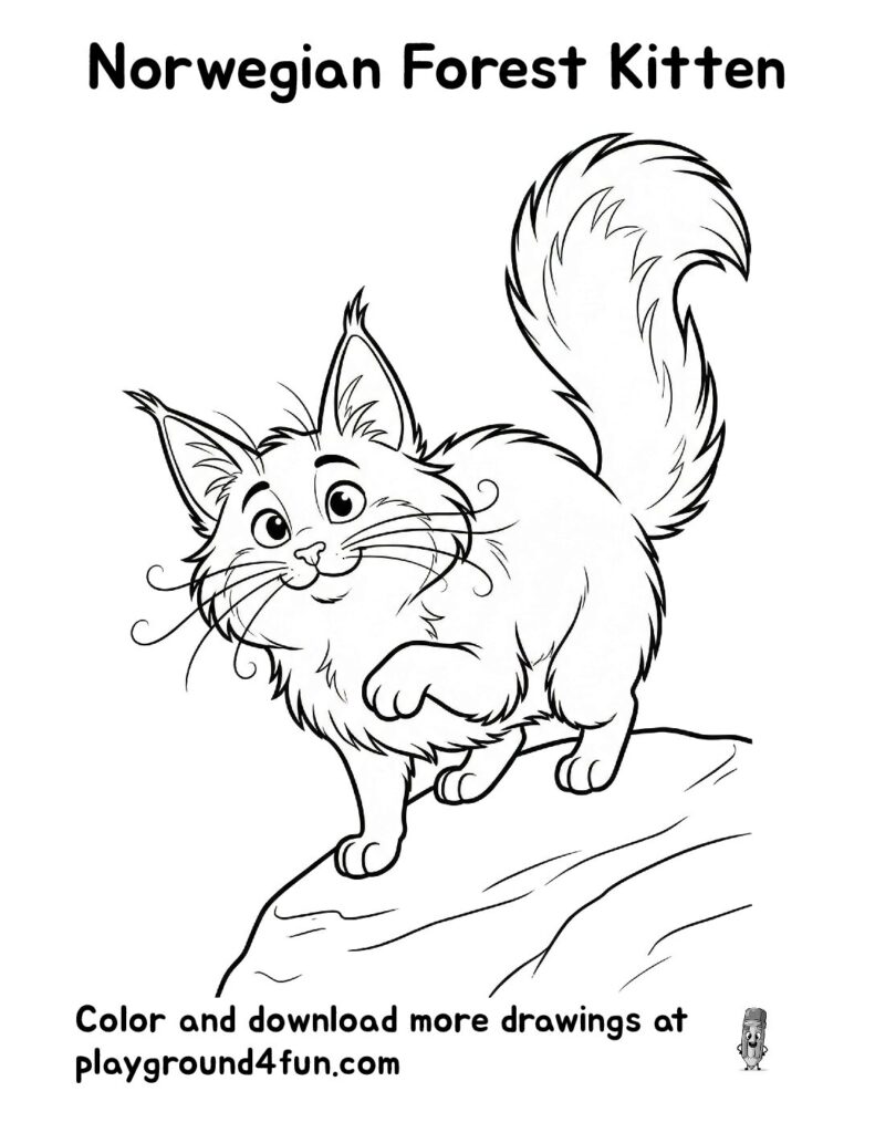 Norwegian Forest Kitten Coloring Pages