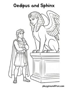 Coloring pages: Oedipus and Sphinx pdf