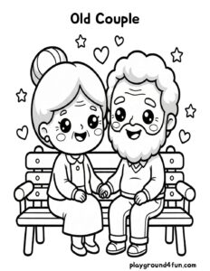 Coloring pages: Old Couple pdf