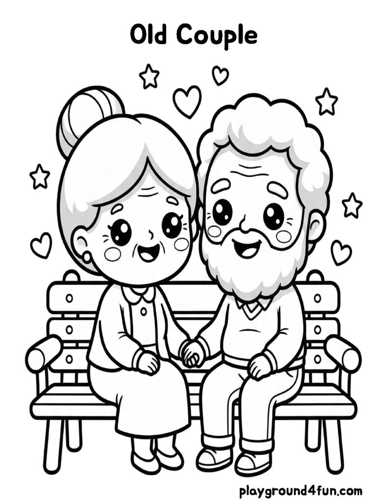Valentine’s Day Coloring Pages like Old Couple
