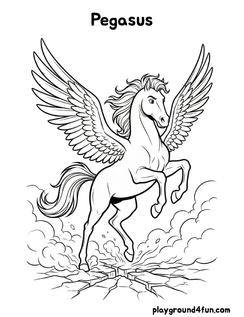 Greek Mythology Coloring Pages like Pegasus