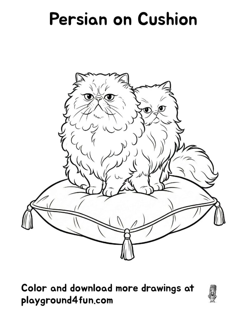 Persian on Cushion Coloring Pages