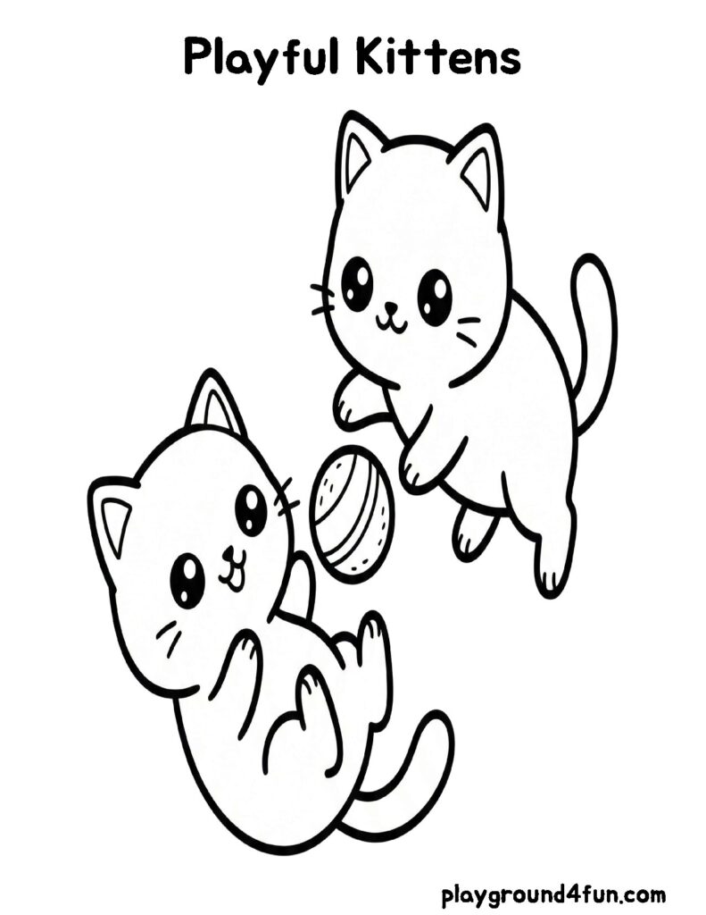 Free Cat Coloring Pages: Playful Kittens