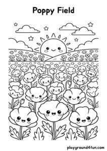 Coloring pages: Poppy Field pdf