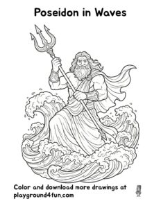 Coloring pages: Poseidon in Waves pdf