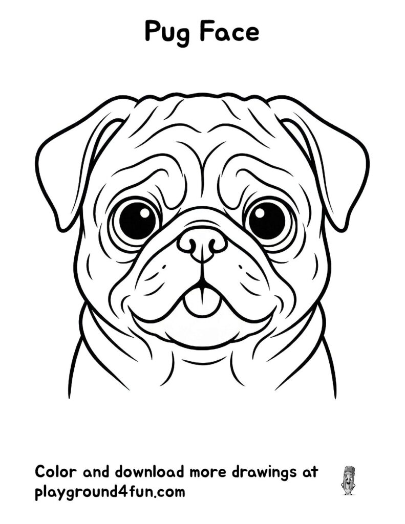 Pug Face Coloring Pages