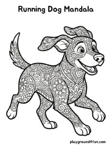 Coloring pages: Running Dog Mandala pdf