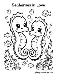 Coloring pages: Seahorses in Love pdf