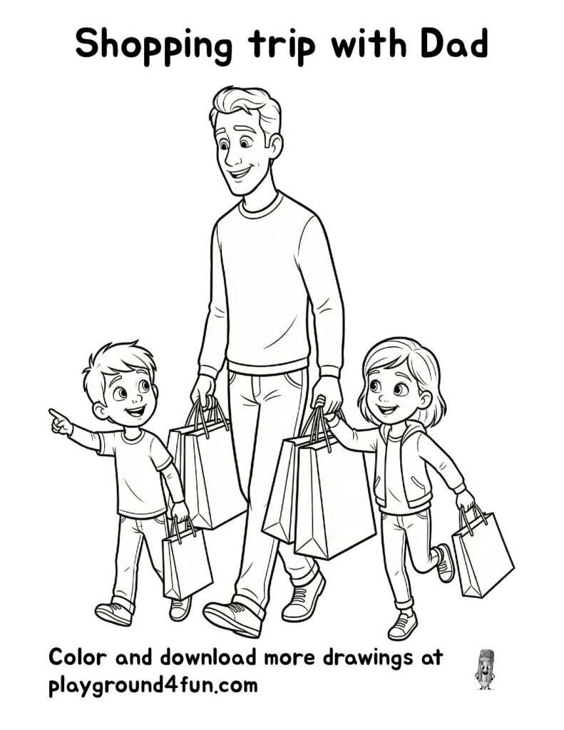 Shopping trip with Dad Coloring Pages