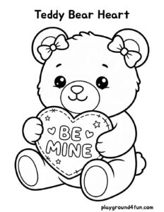 Coloring pages: Teddy Bear Heart pdf