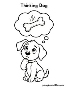 Coloring pages: Thinking Dog pdf