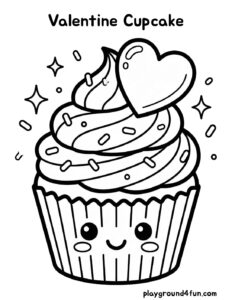 Coloring pages: Valentine Cupcake pdf