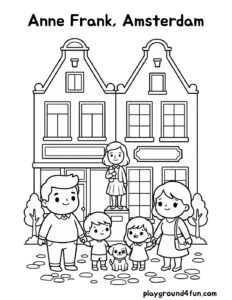 Coloring pages: Anne Frank Amsterdam pdf