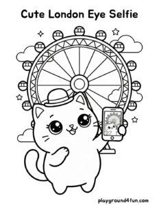 Coloring pages: Cute London Eye Selfie pdf