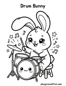 Coloring pages: Drum Bunny pdf