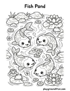 Coloring pages: Fish Pond pdf