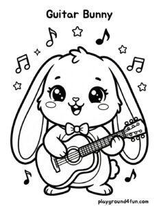 Coloring pages: Guitar Bunny pdf