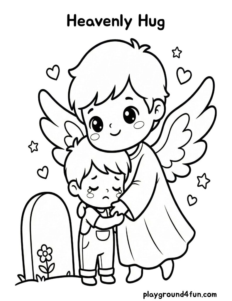 Heavenly Hug Coloring Pages