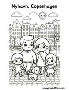 Coloring pages: Nyhavn Copenhagen pdf