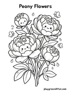 Coloring pages: Peony Flowers pdf