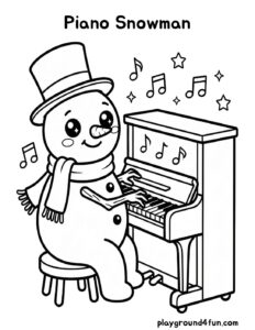 Coloring pages: Piano Snowman pdf