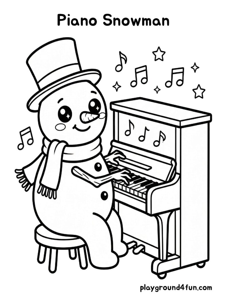 Piano Snowman Coloring Pages