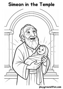 Coloring pages: Simeon in the Temple preview