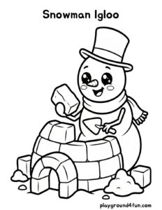 Coloring pages: Snowman Igloo pdf