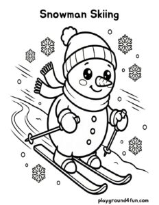 Coloring pages: Snowman Skiing pdf