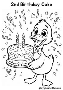 Coloring pages: 2nd Birthday Cake pdf