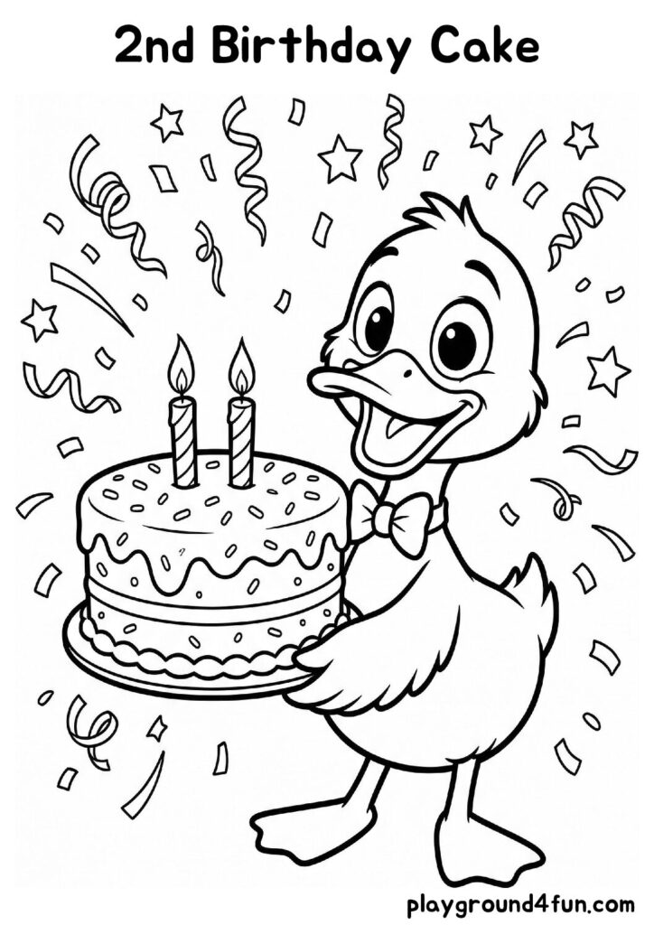 2nd Birthday Cake Coloring Pages