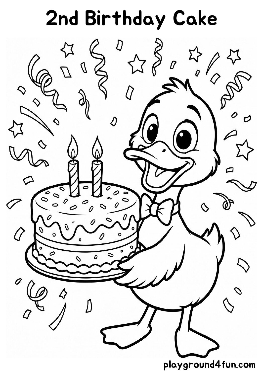 Coloring pages: 2nd Birthday Cake pdf